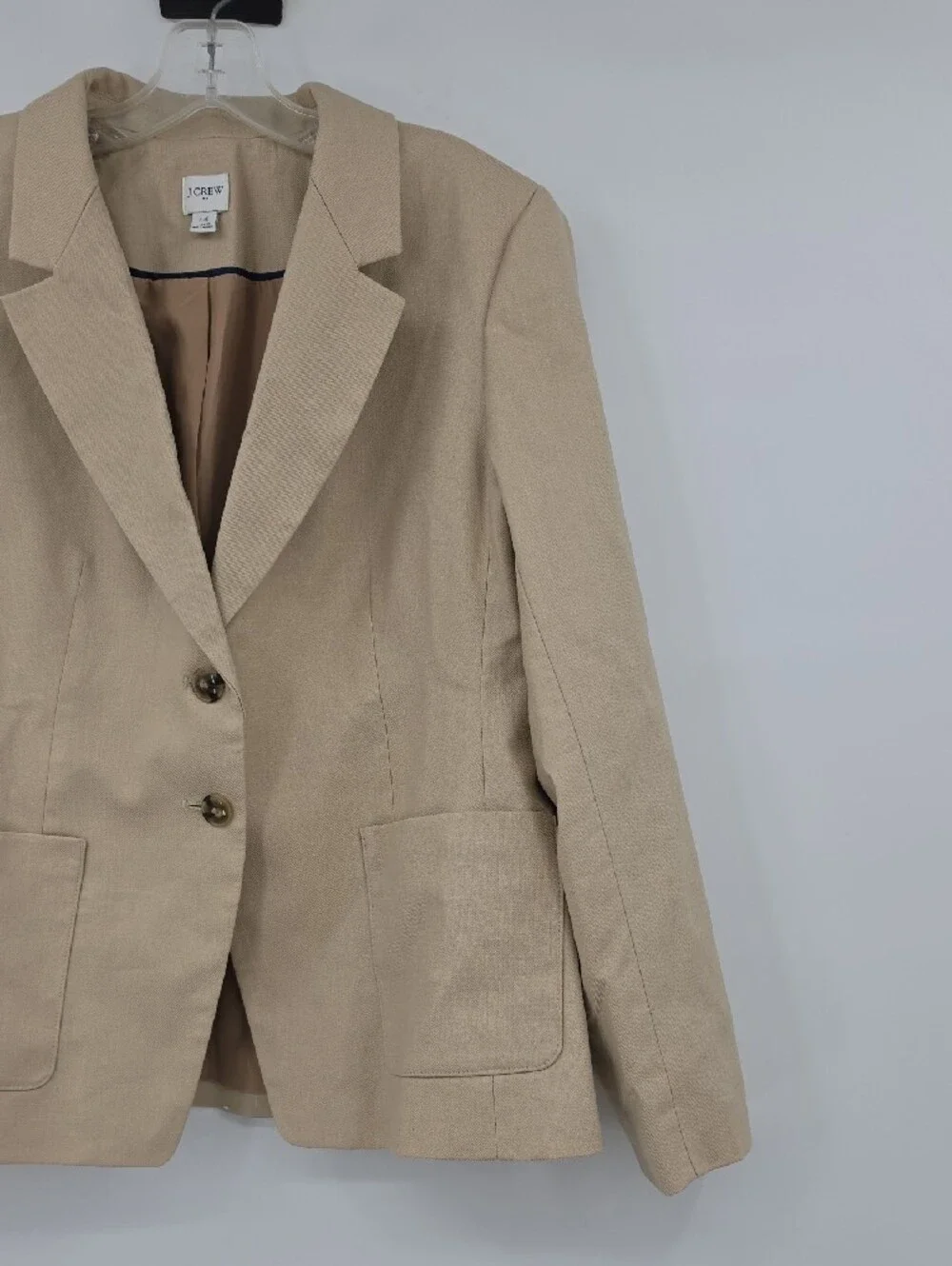 J. Crew Refined linen blend blazer Light Beige Two-Button  Blazer Size 14